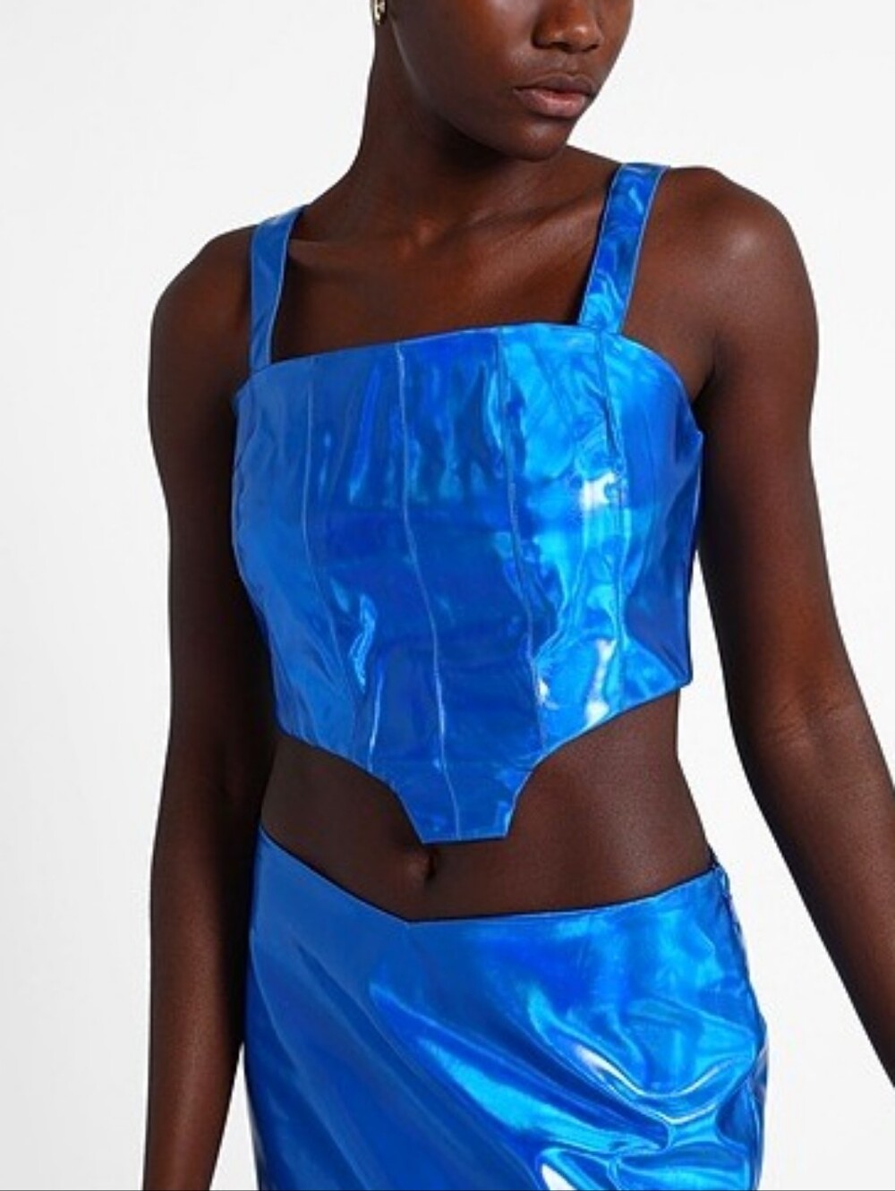 Blue Leather Corset Top
